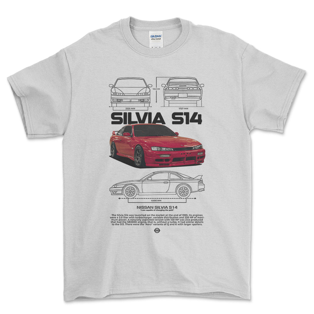 Nissan S14 Silvia - Unisex T-Shirt-Beklædning-Nissan-Hvid-S-Forside-Garage Culture Shop- garage - man cave - merchandise