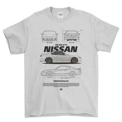 Nissan S15 Silvia - Unisex T-Shirt-Beklædning-Nissan-Hvid-S-Forside-Garage Culture Shop- garage - man cave - merchandise