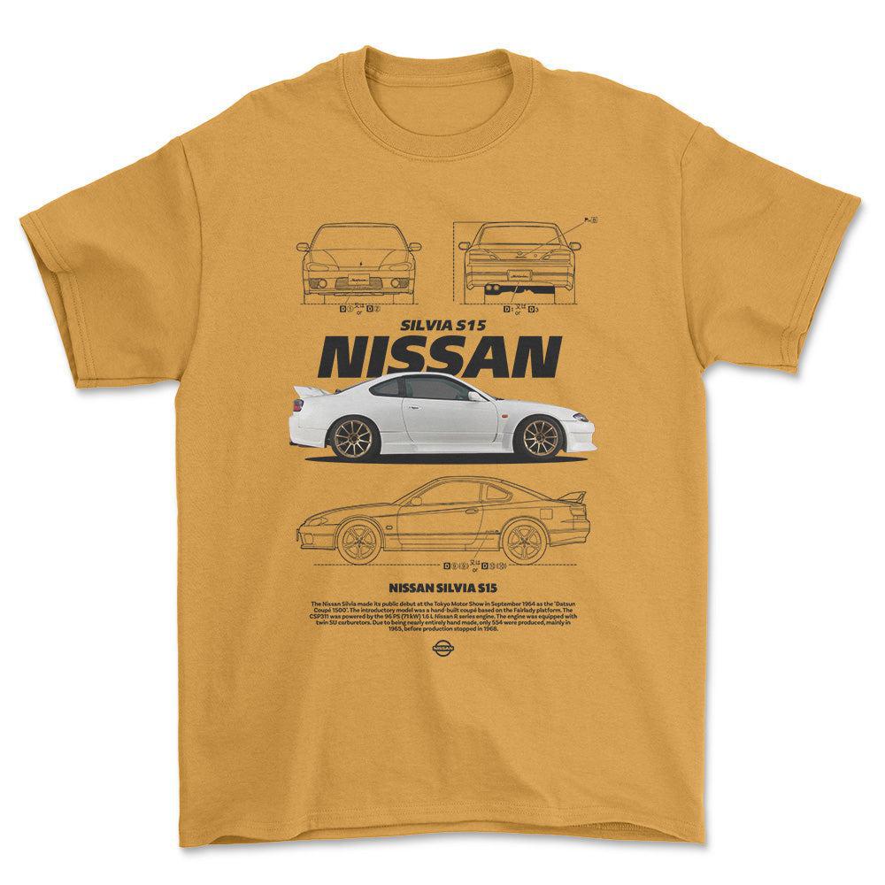 Nissan S15 Silvia - Unisex T-Shirt-Beklædning-Nissan-Guld-S-Forside-Garage Culture Shop- garage - man cave - merchandise