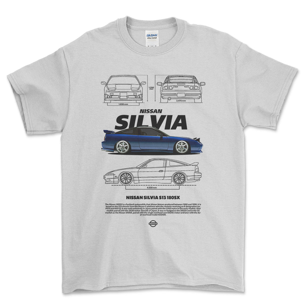 Nissan Silvia S13 - Unisex T-Shirt , Bomuld-Beklædning-Nissan-Hvid-S-Forside-Garage Culture Shop- garage - man cave - merchandise