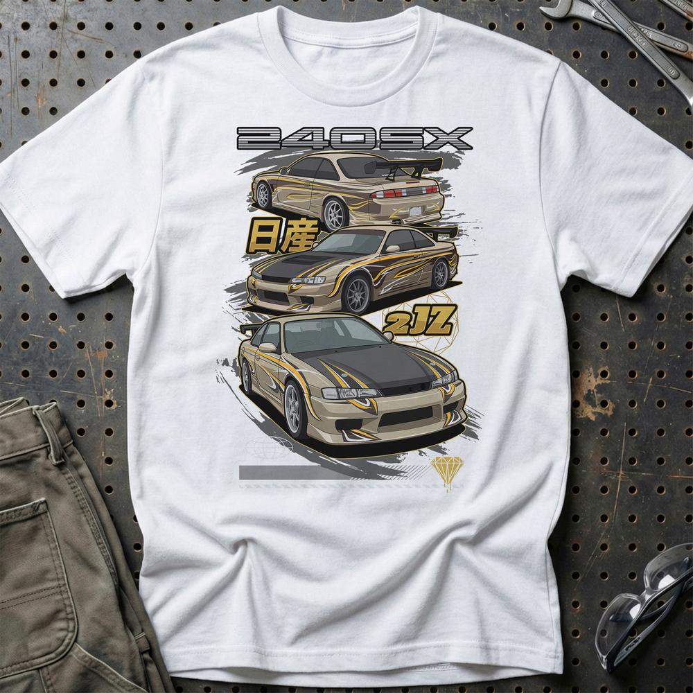 Nissan Silvia S14 Fast And Furios Cars - Unisex T-Shirt-Beklædning-Nissan-Hvid-S-Garage Culture Shop- garage - man cave - merchandise