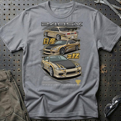 Nissan Silvia S14 Fast And Furios Cars - Unisex T-Shirt-Beklædning-Nissan-Grå Sport-S-Garage Culture Shop- garage - man cave - merchandise