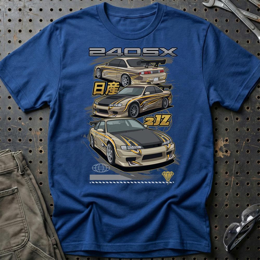 Nissan Silvia S14 Fast And Furios Cars - Unisex T-Shirt-Beklædning-Nissan-Blå Royal-S-Garage Culture Shop- garage - man cave - merchandise