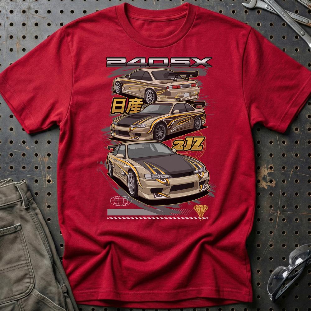 Nissan Silvia S14 Fast And Furios Cars - Unisex T-Shirt-Beklædning-Nissan-Rød-S-Garage Culture Shop- garage - man cave - merchandise