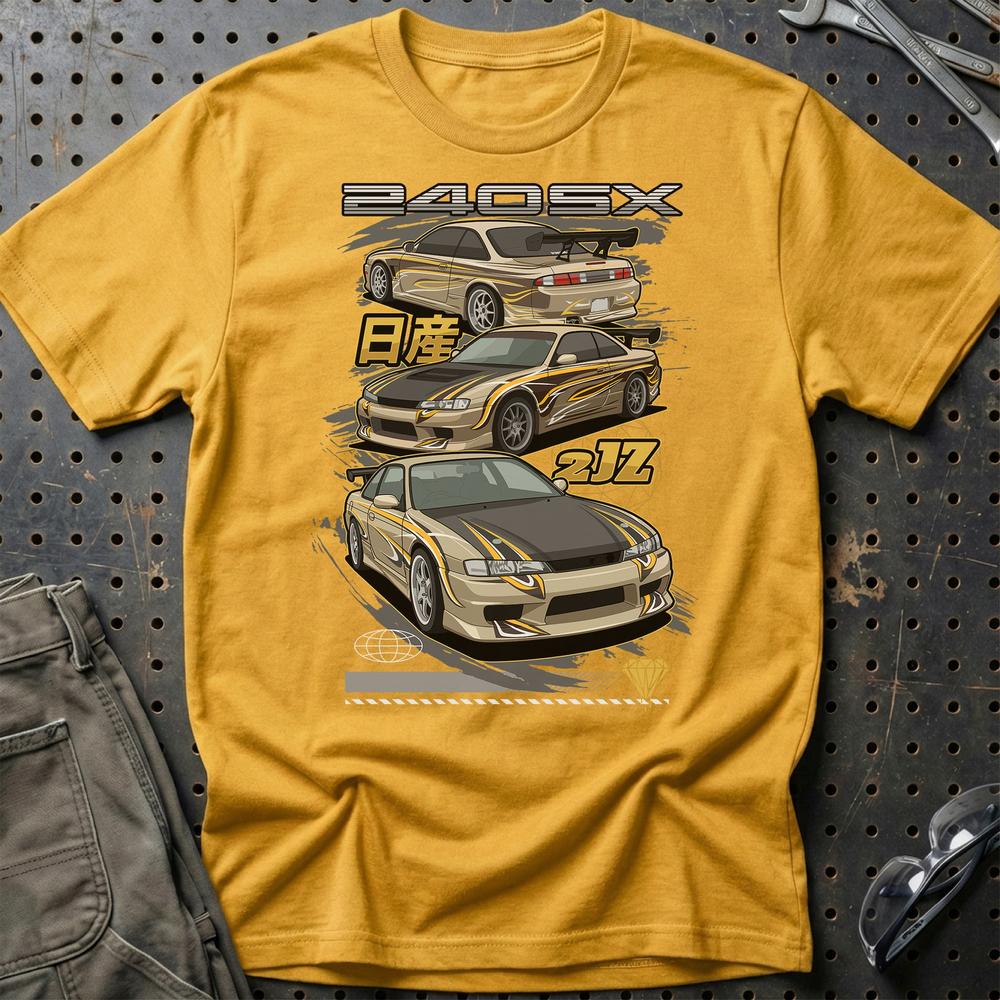 Nissan Silvia S14 Fast And Furios Cars - Unisex T-Shirt-Beklædning-Nissan-Guld-S-Garage Culture Shop- garage - man cave - merchandise