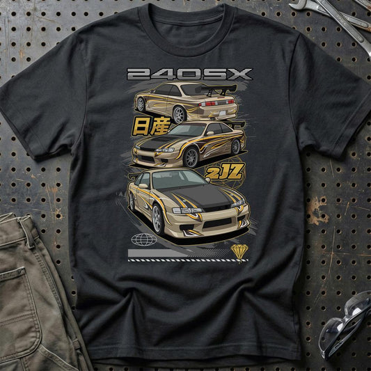 Nissan Silvia S14 Fast And Furios Cars - Unisex T-Shirt-Beklædning-Nissan-Sort-S-Garage Culture Shop- garage - man cave - merchandise