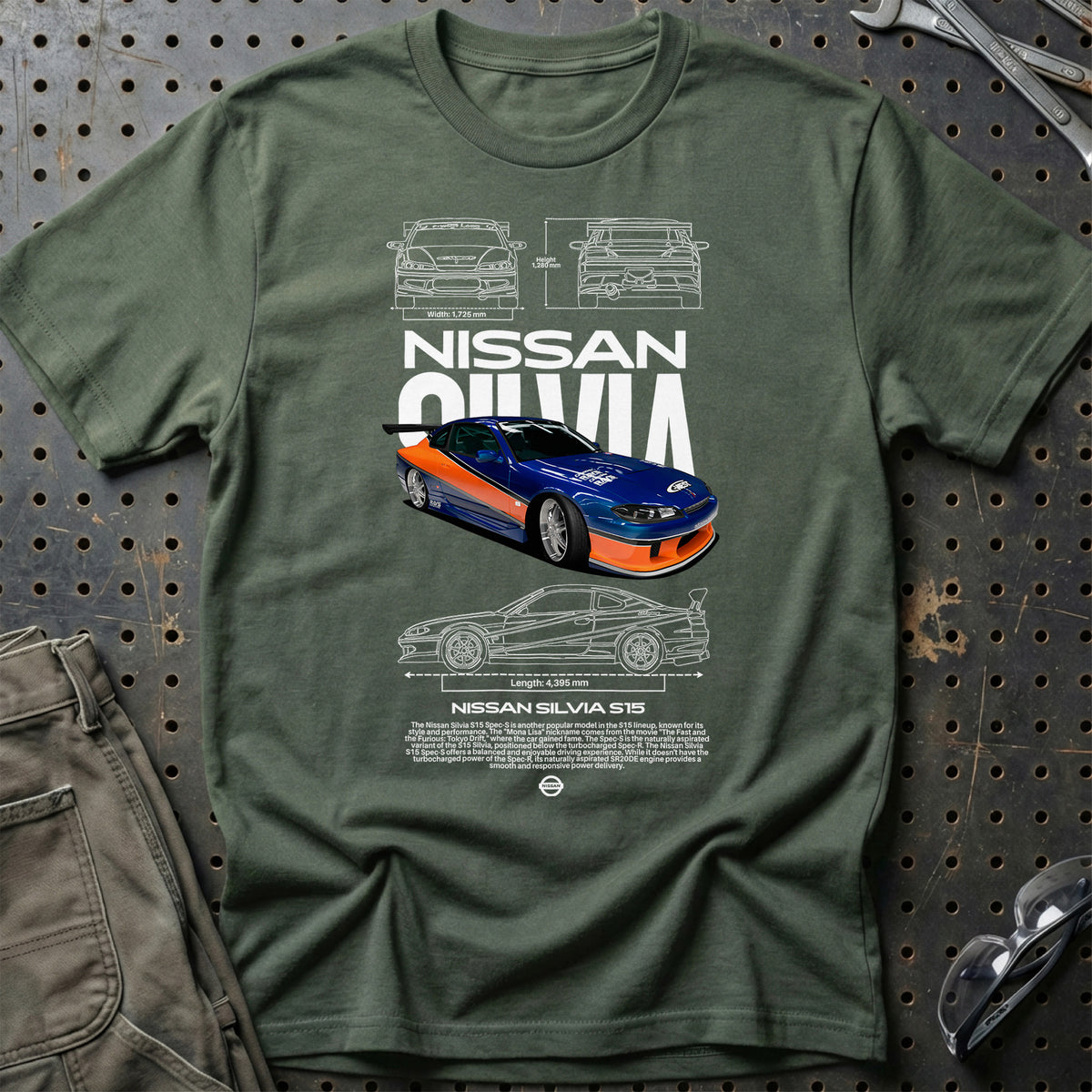 
Nissan Silvia S15 T-Shirt – Grøn Militær