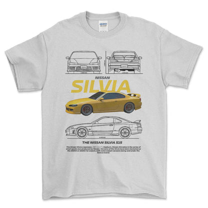 Nissan Silvia S15 - Unisex T-Shirt , Bomuld-Beklædning-Nissan-Hvid-S-Forside-Garage Culture Shop- garage - man cave - merchandise
