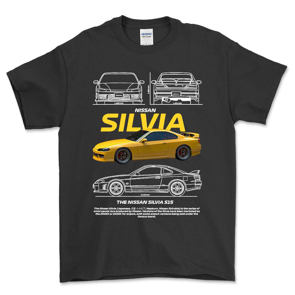 Nissan Silvia S15 - Unisex T-Shirt , Bomuld-Beklædning-Nissan-Sort-S-Forside-Garage Culture Shop- garage - man cave - merchandise