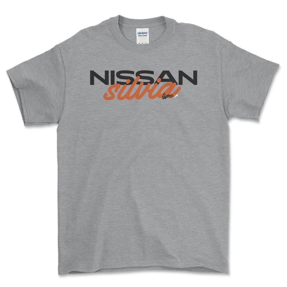 Nissan Silvia - Unisex T-Shirt , Bomuld-Beklædning-Nissan-Grå Sport-S-Forside-Garage Culture Shop- garage - man cave - merchandise