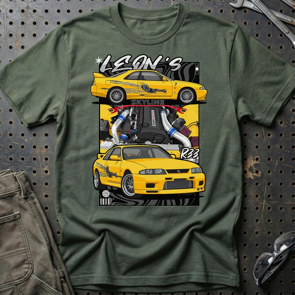 Nissan Skyline Fast And Furios Cars - Unisex T-Shirt-Beklædning-Nissan-Grøn Militær-S-Garage Culture Shop- garage - man cave - merchandise