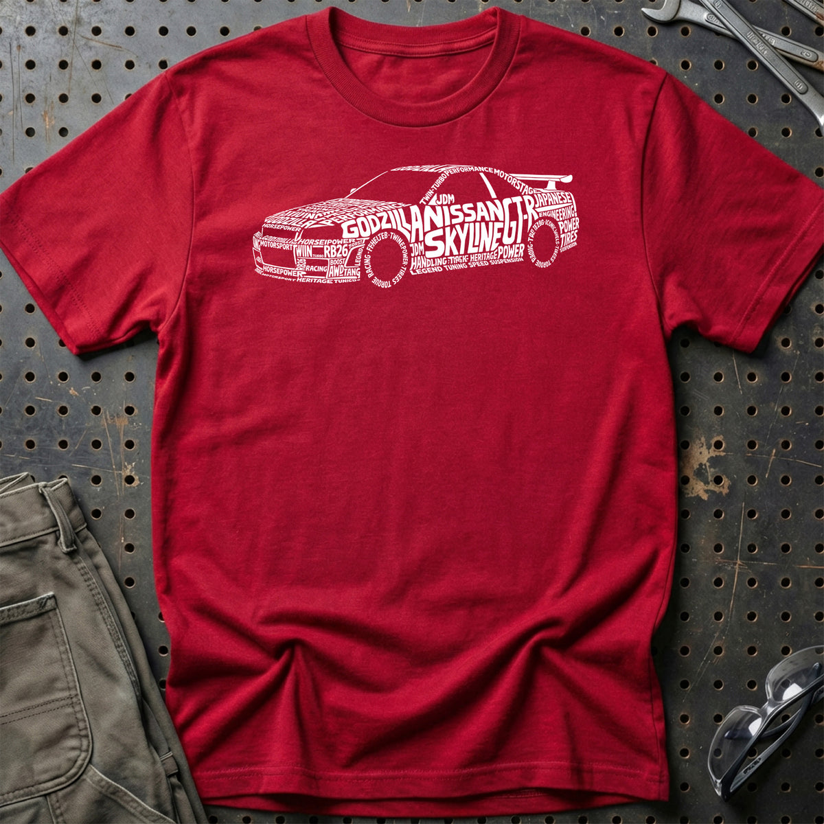 
Nissan Skyline GT-R Old School Typography T-Shirt – Rød