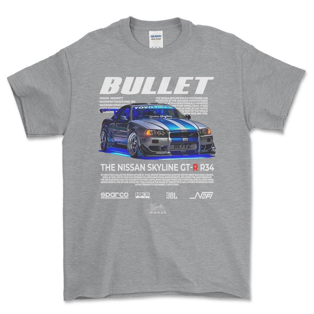 Nissan Skyline GT-R R32 T-Shirt-Beklædning-Nissan-Grå Sport-S-Garage Culture Shop- garage - man cave - merchandise