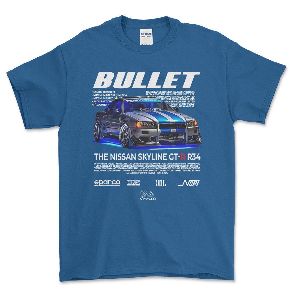 Nissan Skyline GT-R R32 T-Shirt-Beklædning-Nissan-Blå Royal-S-Garage Culture Shop- garage - man cave - merchandise