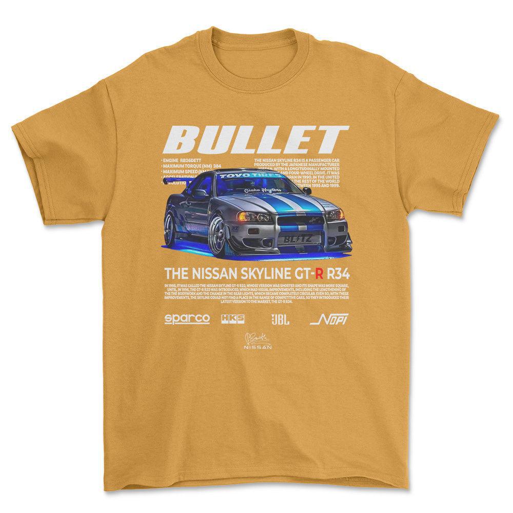 Nissan Skyline GT-R R32 T-Shirt-Beklædning-Nissan-Guld-S-Garage Culture Shop- garage - man cave - merchandise