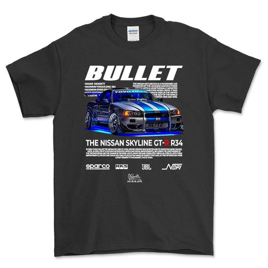 Nissan Skyline GT-R R32 - Unisex T-Shirt , Bomuld-Beklædning-Nissan-Sort-S-Forside-Garage Culture Shop- garage - man cave - merchandise