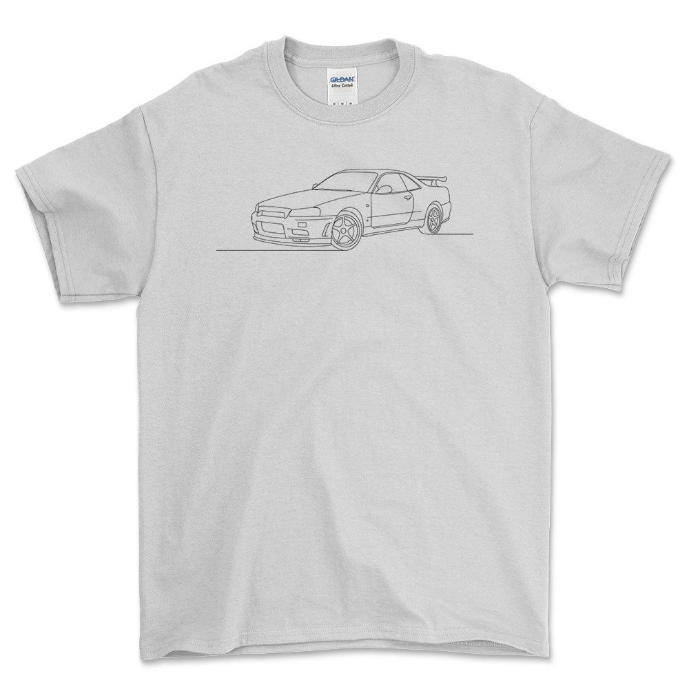 Nissan Skyline GT-R R34 - One Line Style Unisex T-Shirt-Beklædning-Nissan-Garage Culture Shop- garage - man cave - merchandise