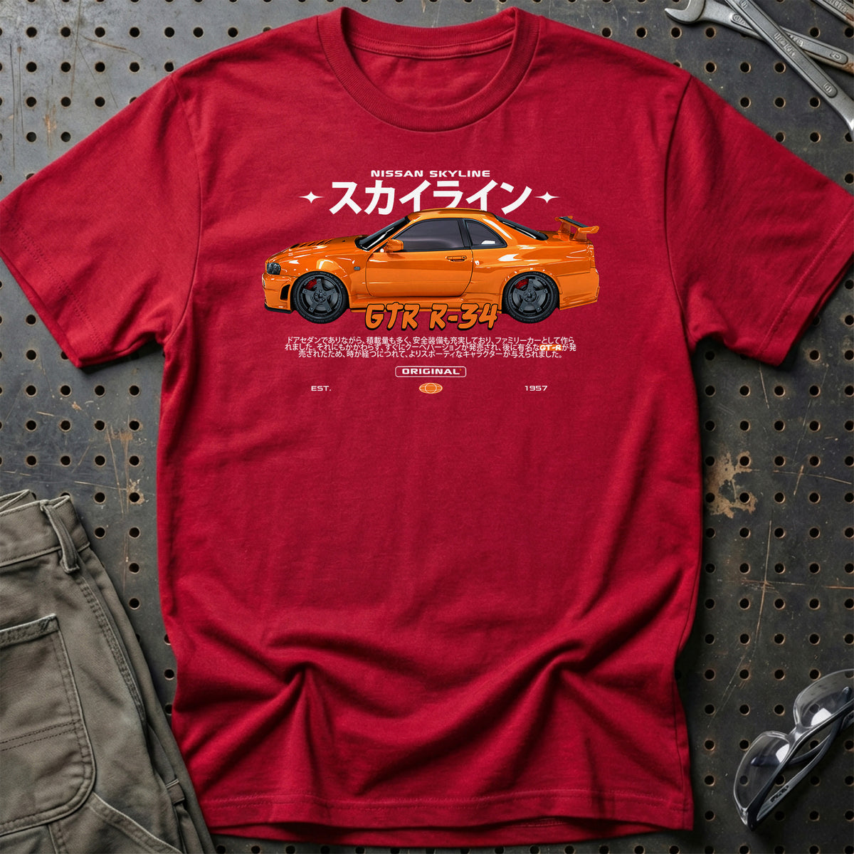 
Nissan Skyline GTR R34 T-Shirt – Rød