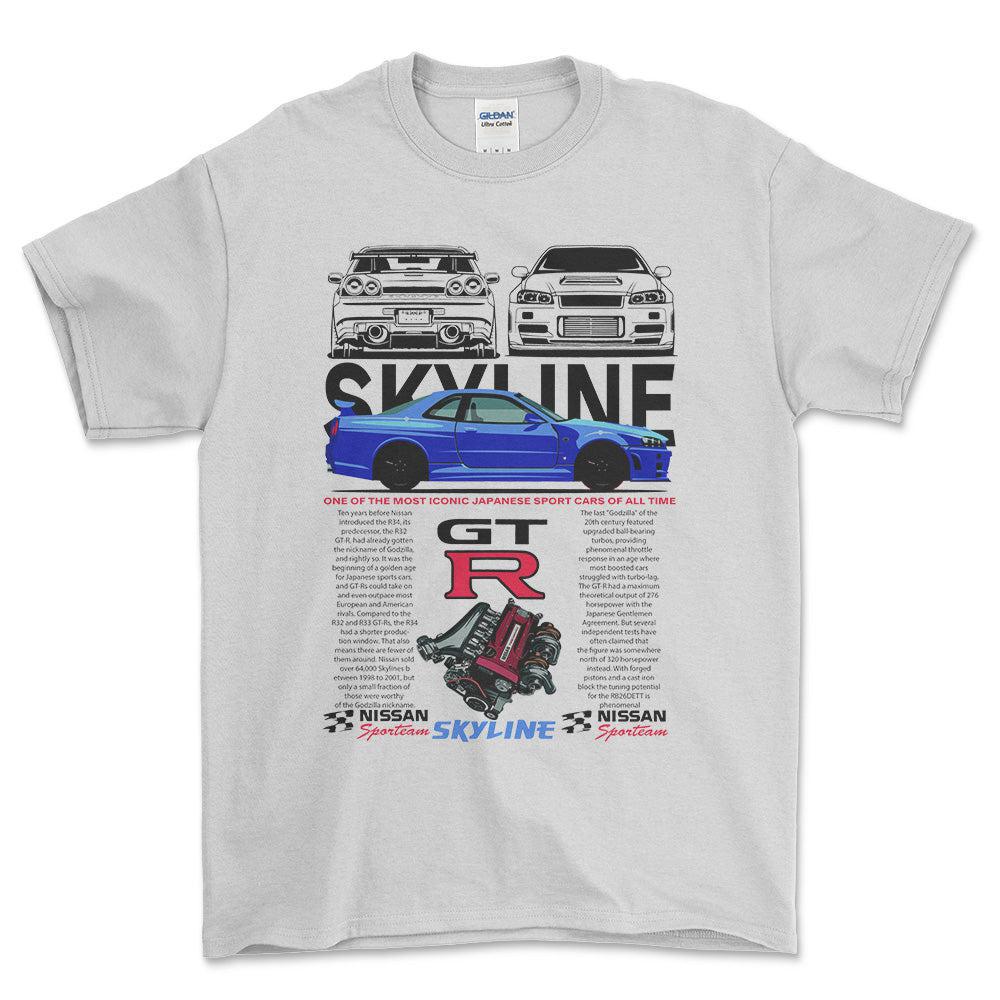 Nissan Skyline GTR - Unisex T-Shirt , Bomuld-Beklædning-Nissan-Hvid-S-Forside-Garage Culture Shop- garage - man cave - merchandise