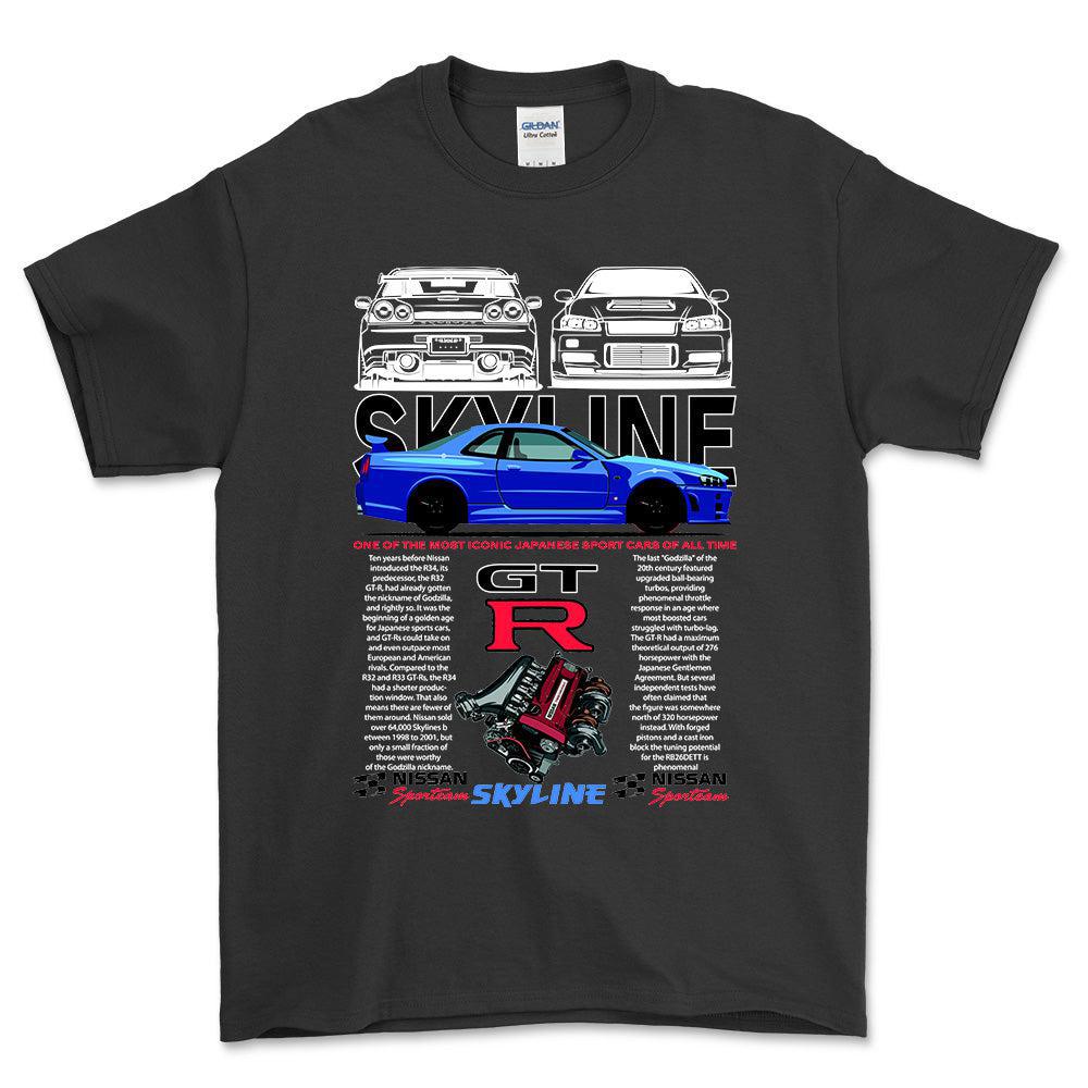Nissan Skyline GTR - Unisex T-Shirt , Bomuld-Beklædning-Nissan-Sort-S-Forside-Garage Culture Shop- garage - man cave - merchandise