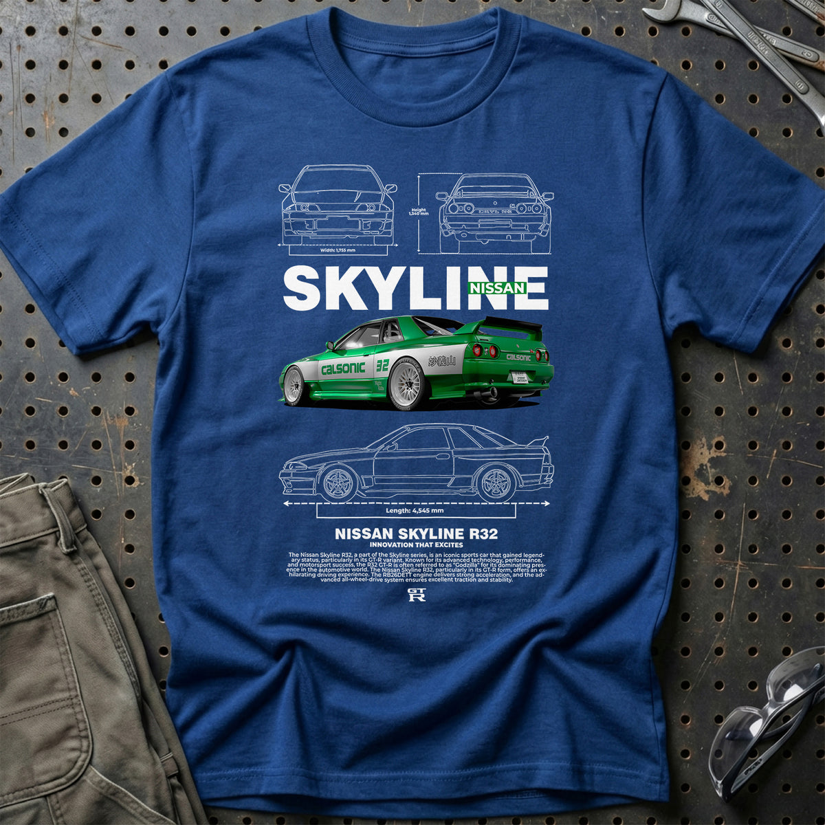 
Nissan Skyline R32 T-Shirt – Blå Royal