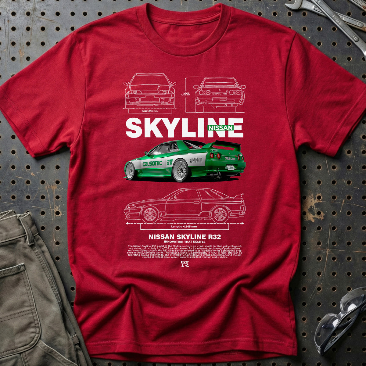 
Nissan Skyline R32 T-Shirt – Rød