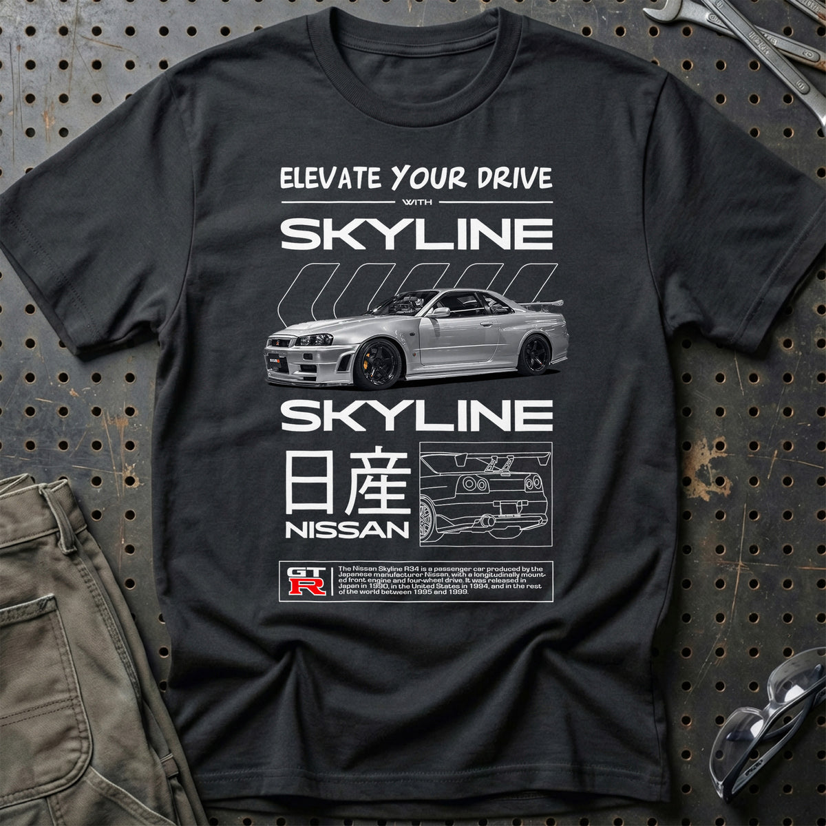 
Nissan Skyline R34 T-Shirt – Sort