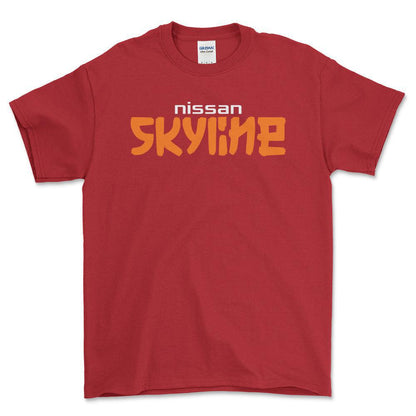 Nissan Skyline - Unisex T-Shirt , Bomuld-Beklædning-Nissan-Rød-S-Forside-Garage Culture Shop- garage - man cave - merchandise