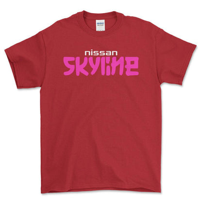 Nissan Skyline - Unisex T-Shirt , Bomuld-Beklædning-Nissan-Rød-S-Forside-Garage Culture Shop- garage - man cave - merchandise