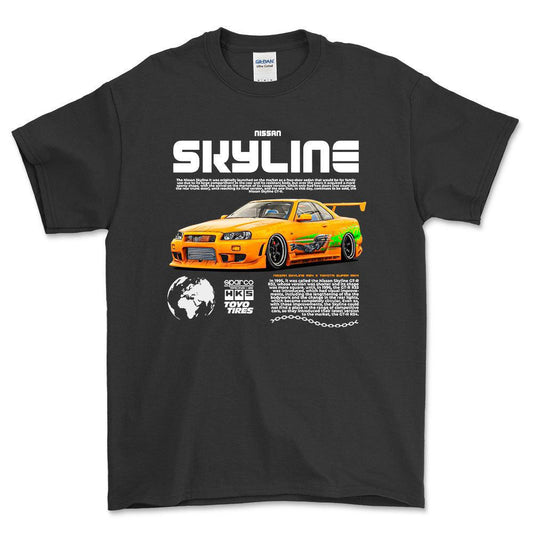 Nissan Skyline - Unisex T-Shirt , Bomuld-Beklædning-Nissan-Sort-S-Forside-Garage Culture Shop- garage - man cave - merchandise