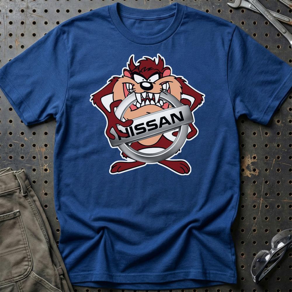 Nissan TAZ T-Shirt-Beklædning-Nissan-Blå Royal-S-Garage Culture Shop- garage - man cave - merchandise