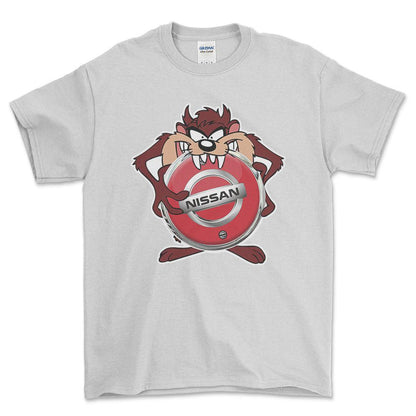 Nissan TAZ Unisex T-Shirt , Bomuld-Beklædning-Nissan-Hvid-S-Forside-Garage Culture Shop- garage - man cave - merchandise