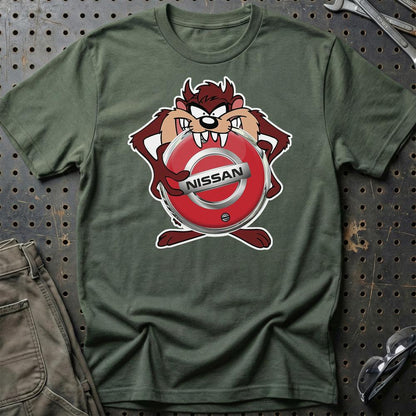 Nissan TAZ Unisex T-Shirt , Bomuld-Beklædning-Nissan-Grøn Militær-S-Garage Culture Shop- garage - man cave - merchandise