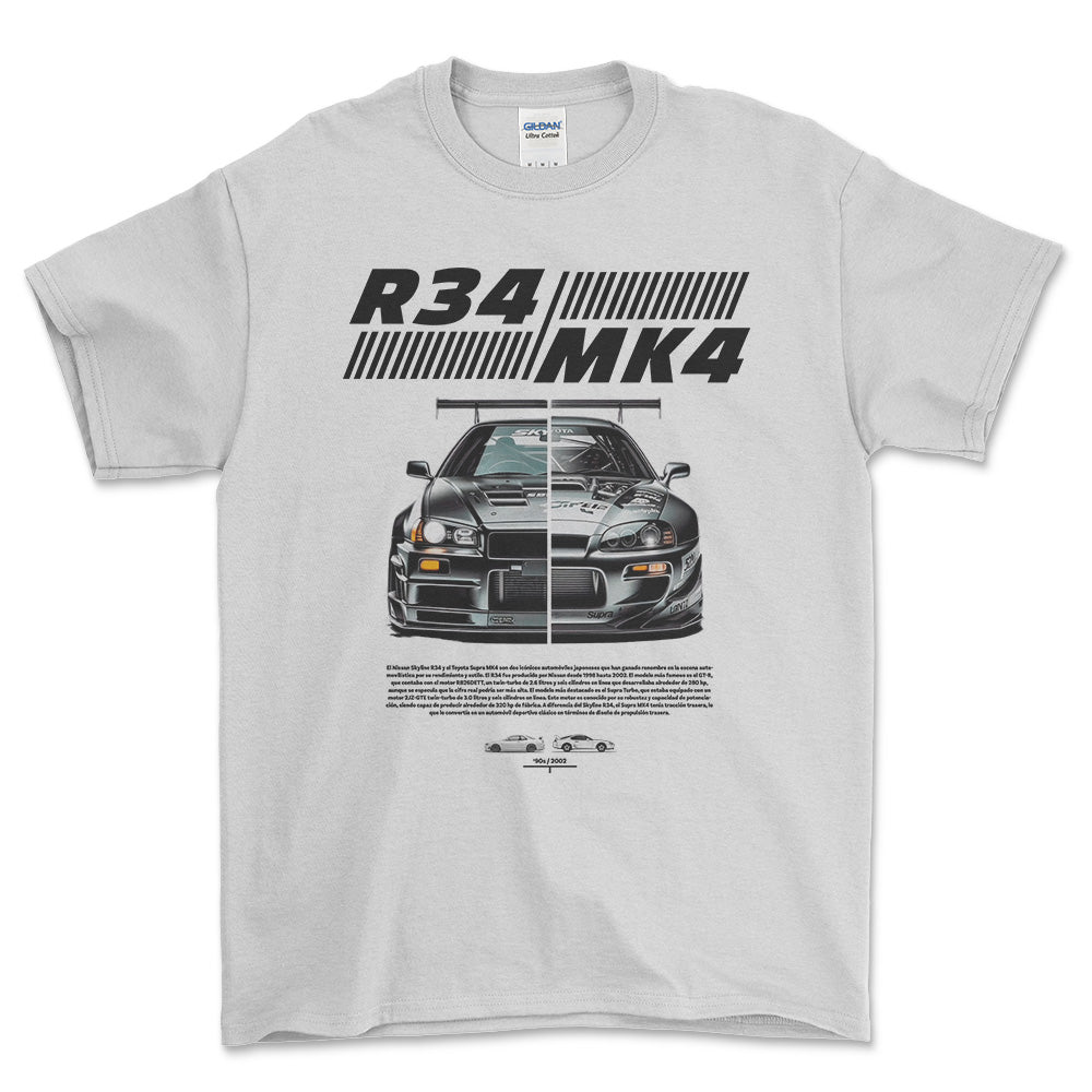 Nissan VS Supra - Unisex T-Shirt , Bomuld-Beklædning-Nissan-Hvid-S-Forside-Garage Culture Shop- garage - man cave - merchandise