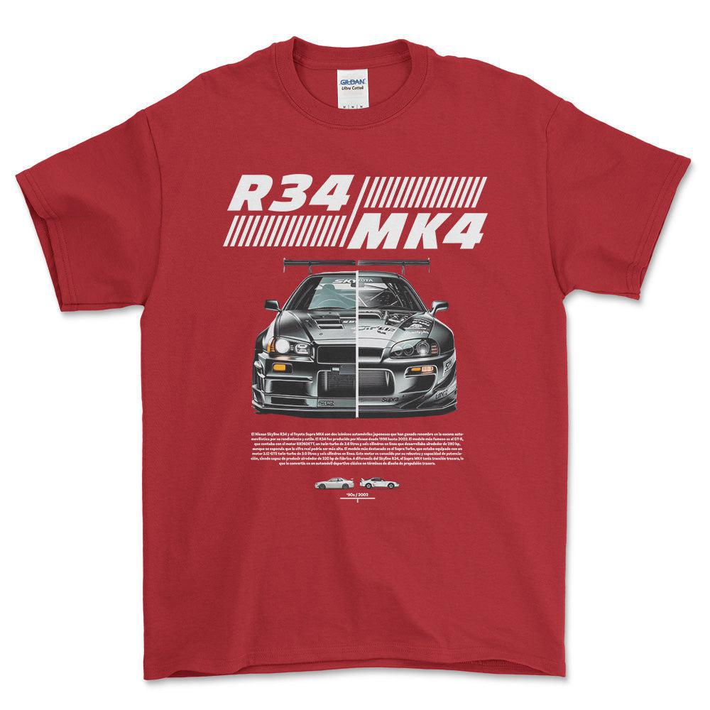 Nissan VS Supra - Unisex T-Shirt , Bomuld-Beklædning-Nissan-Rød-S-Forside-Garage Culture Shop- garage - man cave - merchandise