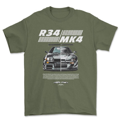 Nissan VS Supra - Unisex T-Shirt , Bomuld-Beklædning-Nissan-Grøn Militær-S-Forside-Garage Culture Shop- garage - man cave - merchandise