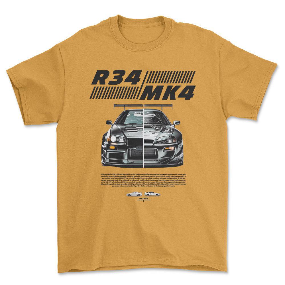 Nissan VS Supra - Unisex T-Shirt , Bomuld-Beklædning-Nissan-Guld-S-Forside-Garage Culture Shop- garage - man cave - merchandise