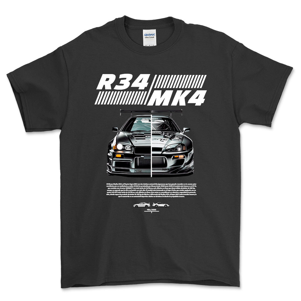 Nissan VS Supra - Unisex T-Shirt , Bomuld-Beklædning-Nissan-Sort-S-Forside-Garage Culture Shop- garage - man cave - merchandise