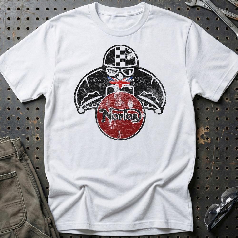 Norton Biker Vintage Style T-Shirt-Beklædning-Norton-Hvid-S-Garage Culture Shop- garage - man cave - merchandise