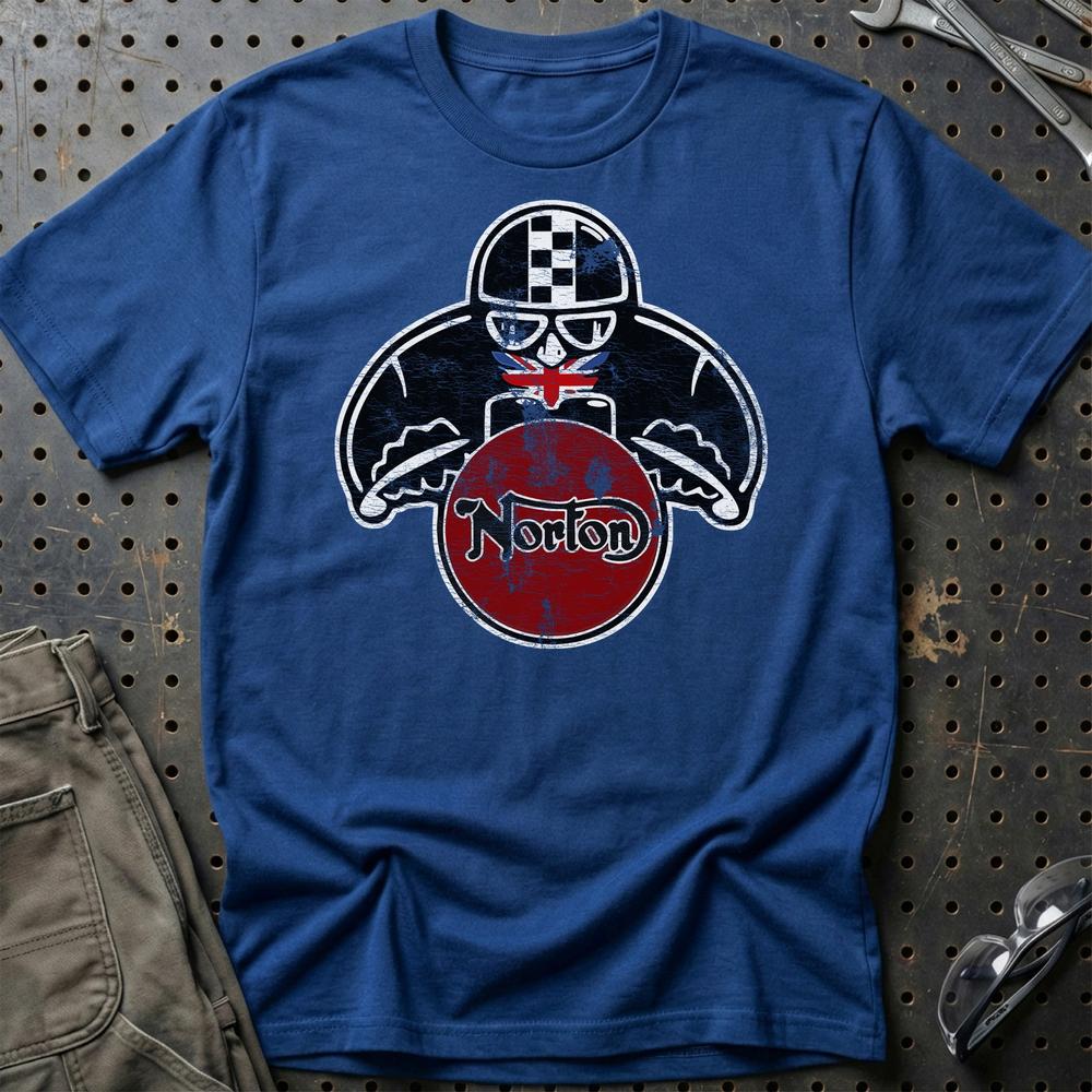 Norton Biker Vintage Style T-Shirt-Beklædning-Norton-Blå Royal-S-Garage Culture Shop- garage - man cave - merchandise