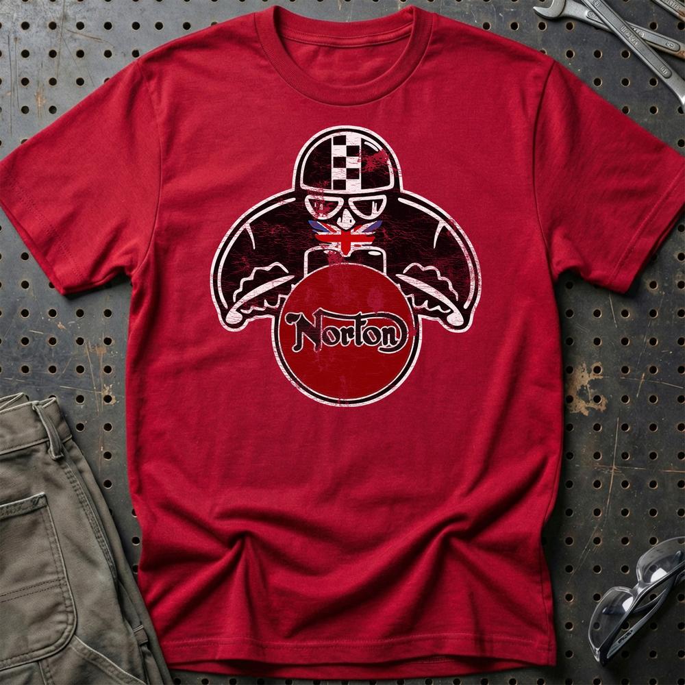 Norton Biker Vintage Style T-Shirt-Beklædning-Norton-Rød-S-Garage Culture Shop- garage - man cave - merchandise