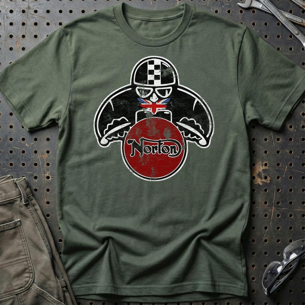 Norton Biker Vintage Style T-Shirt-Beklædning-Norton-Grøn Militær-S-Garage Culture Shop- garage - man cave - merchandise
