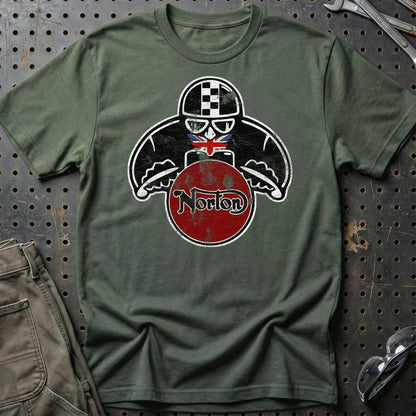 Norton Biker Vintage Style Unisex T-Shirt , Bomuld-Beklædning-Norton-Grøn Militær-S-Garage Culture Shop- garage - man cave - merchandise