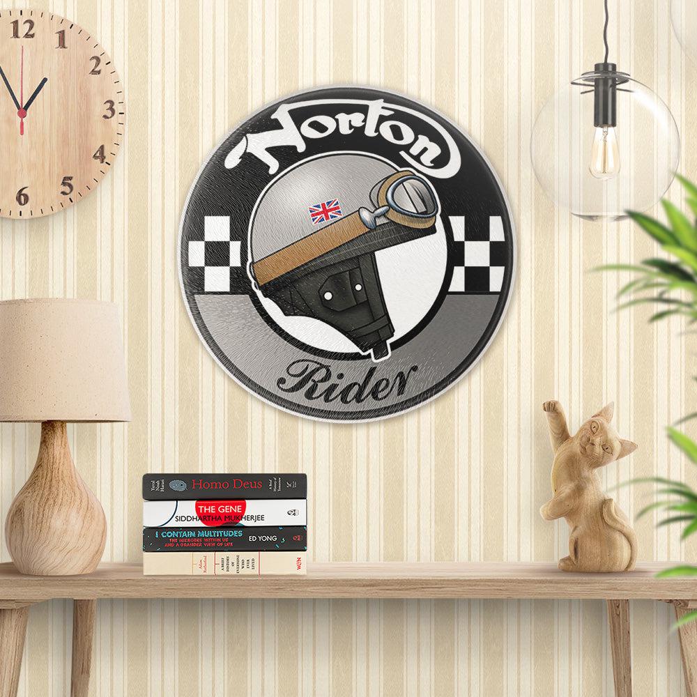 Norton Rider Runde Skilte , Musemåtte Rundt , Kop Underlag, Underlagssæt-Runde Skilte-Norton-Garage Culture Shop- garage - man cave - merchandise