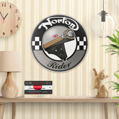Norton Rider Runde Skilte , Musemåtte Rundt , Kop Underlag, Underlagssæt-Runde Skilte-Norton-Garage Culture Shop- garage - man cave - merchandise