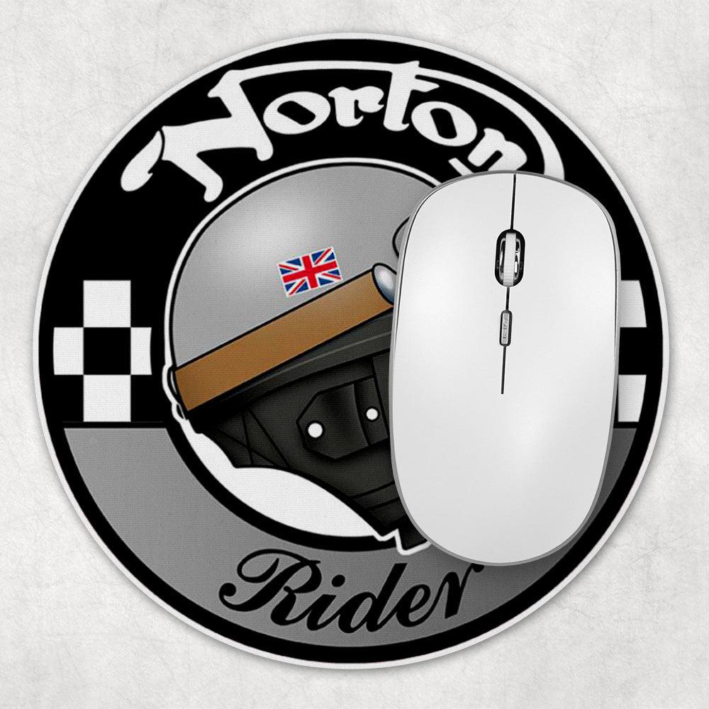 Norton Rider Runde Skilte , Musemåtte Rundt , Kop Underlag, Underlagssæt-Runde Skilte-Norton-Garage Culture Shop- garage - man cave - merchandise