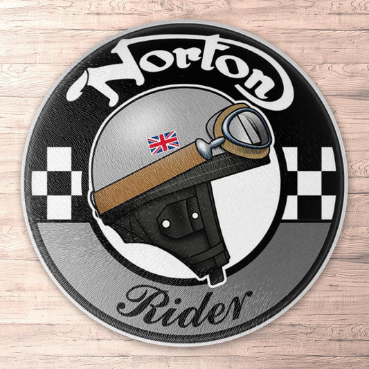 Norton Rider Runde Skilte , Musemåtte Rundt , Kop Underlag, Underlagssæt-Runde Skilte-Norton-Garage Culture Shop- garage - man cave - merchandise
