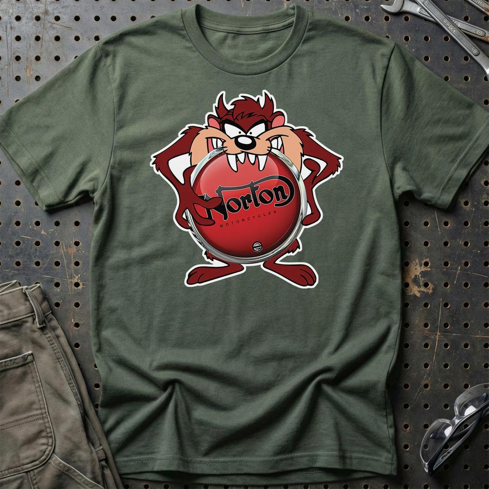 Norton TAZ Unisex T-Shirt , Bomul-Beklædning-Norton-Grøn Militær-S-Garage Culture Shop- garage - man cave - merchandise