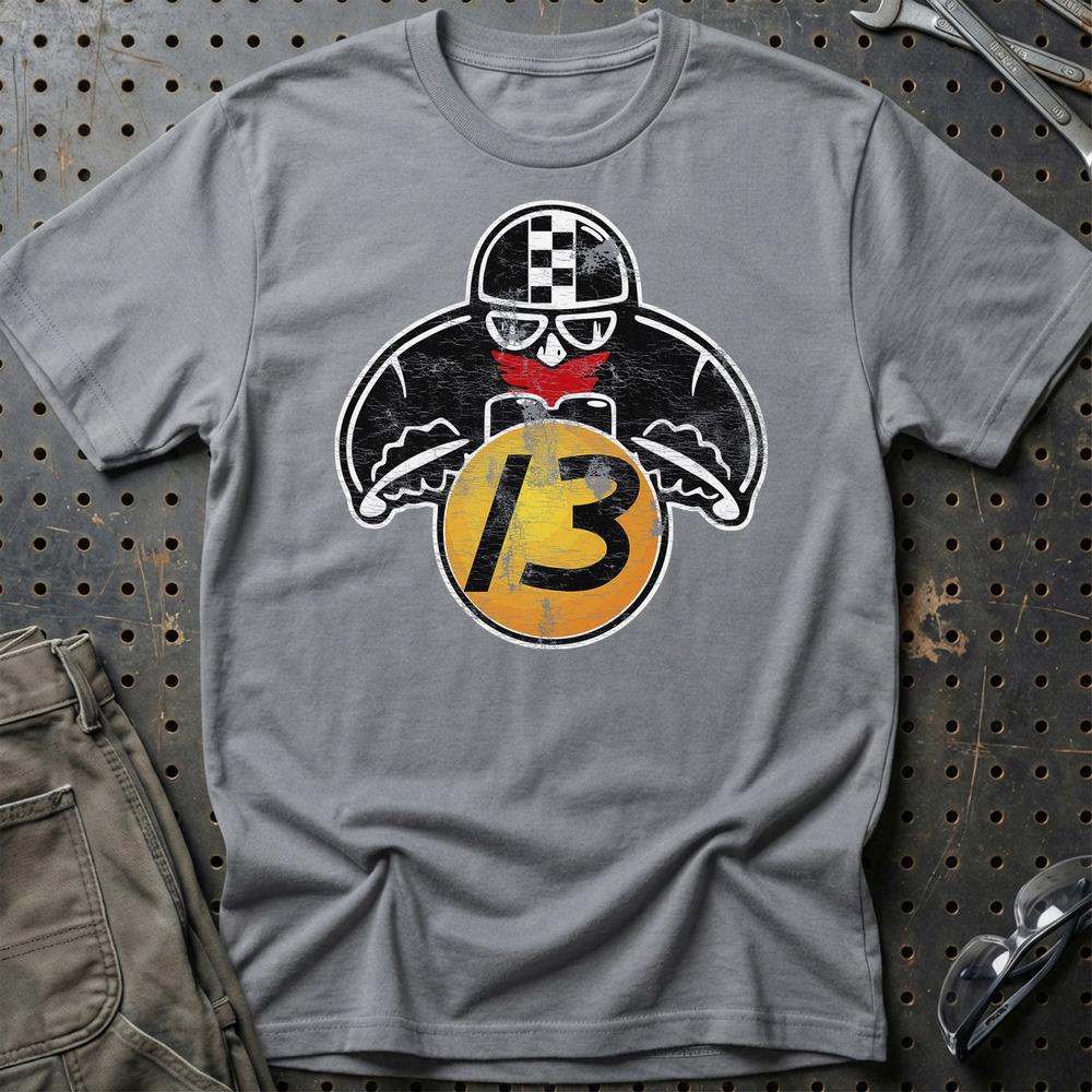Nr 13 Biker Vintage Style T-Shirt-Beklædning-Nr-Grå Sport-S-Garage Culture Shop- garage - man cave - merchandise