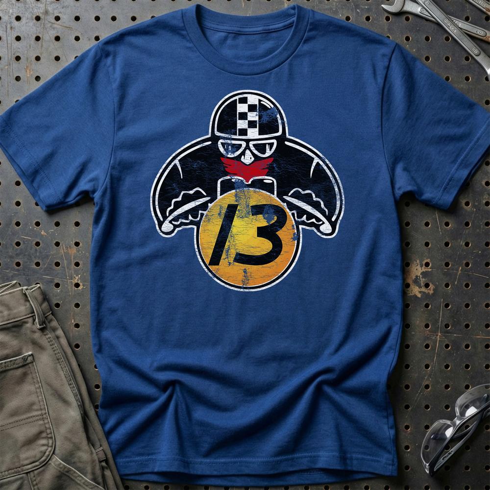 Nr 13 Biker Vintage Style T-Shirt-Beklædning-Nr-Blå Royal-S-Garage Culture Shop- garage - man cave - merchandise